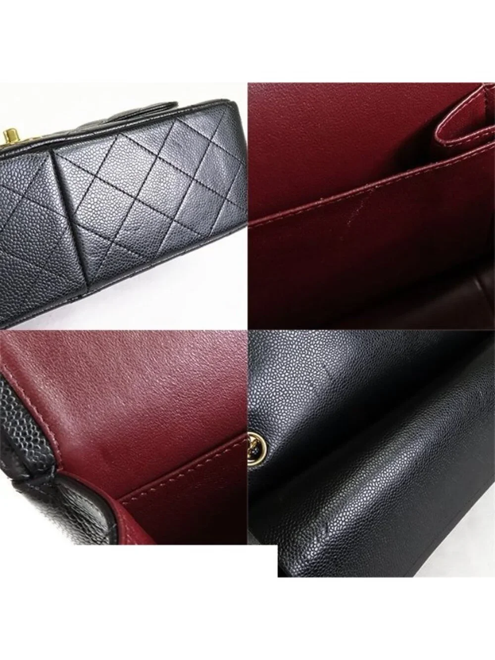 Chanel Classic Large Black Caviar Leather Double Flap Chain Shoulder Bag